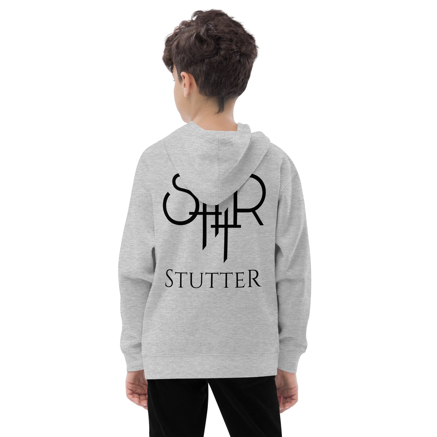 Stutter Style Kids fleece hoodie (Black logo)