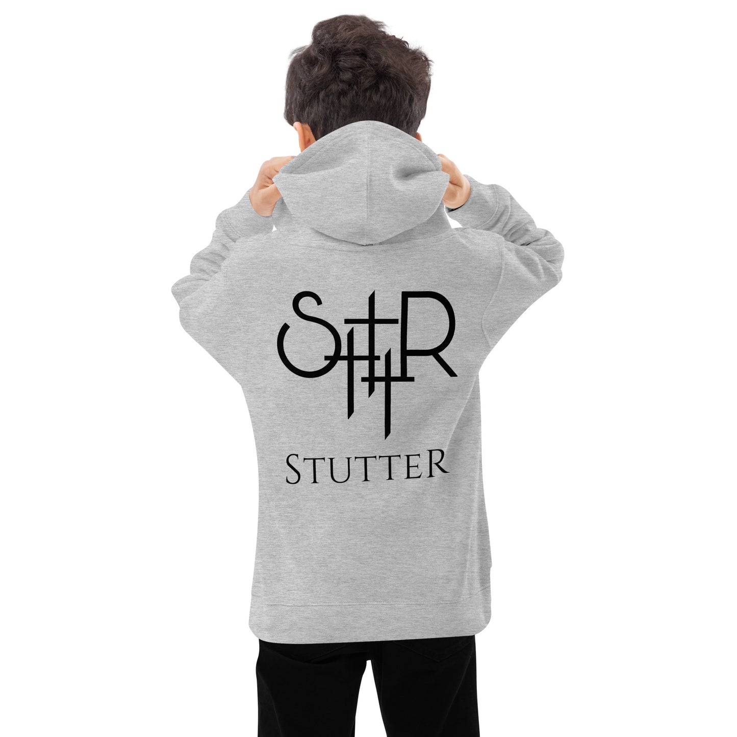 Stutter Style Kids fleece hoodie (Black logo)