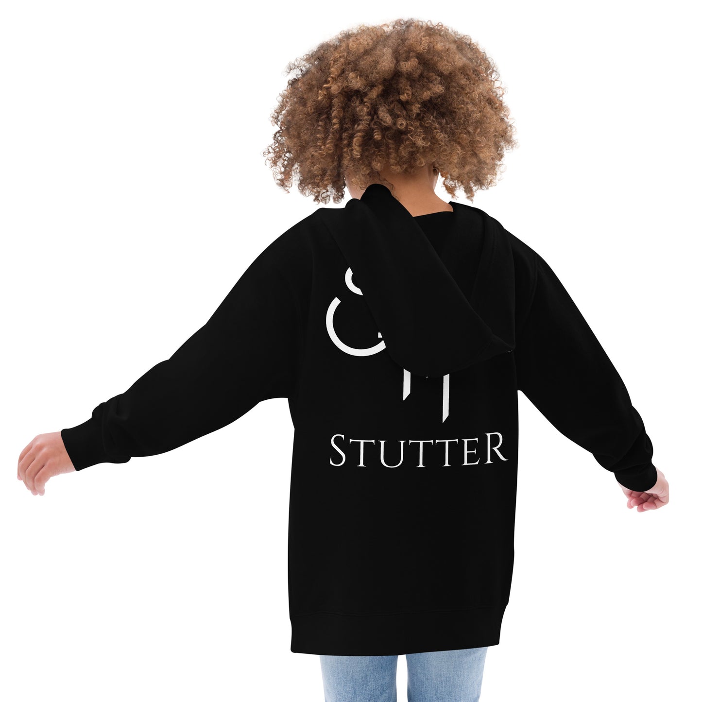 Stutter Style Kids fleece hoodie (white logo)