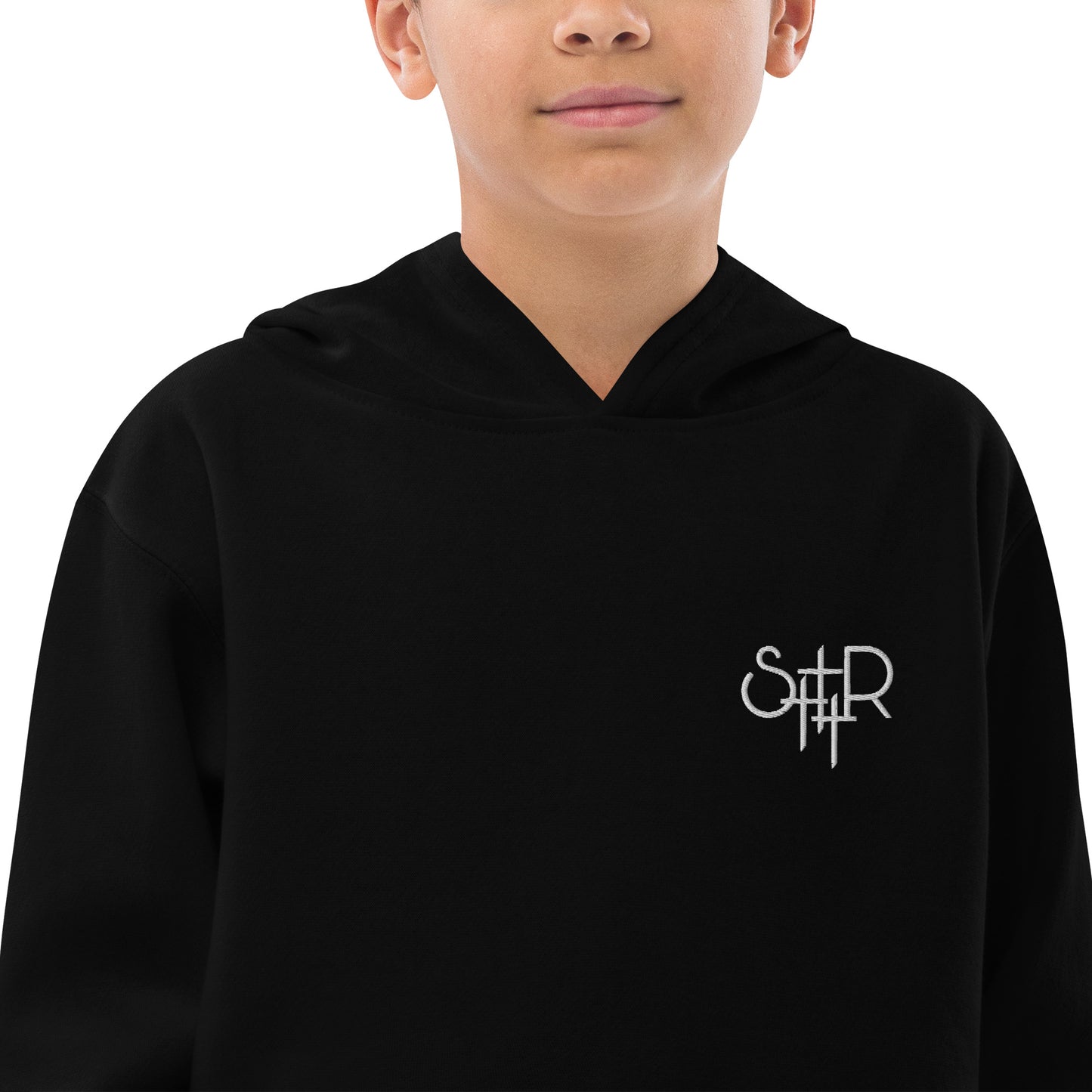 Stutter Style Kids fleece hoodie (white logo)
