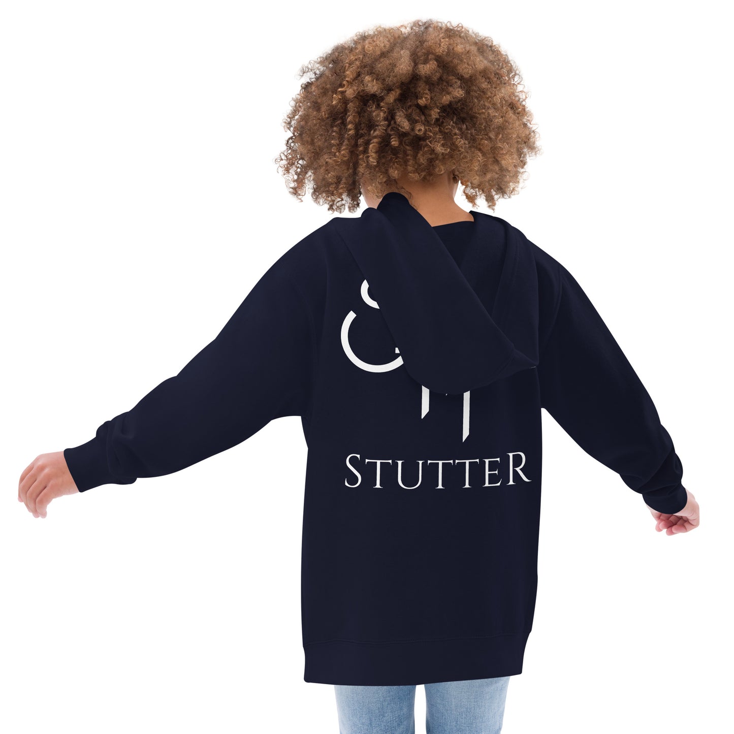 Stutter Style Kids fleece hoodie (white logo)