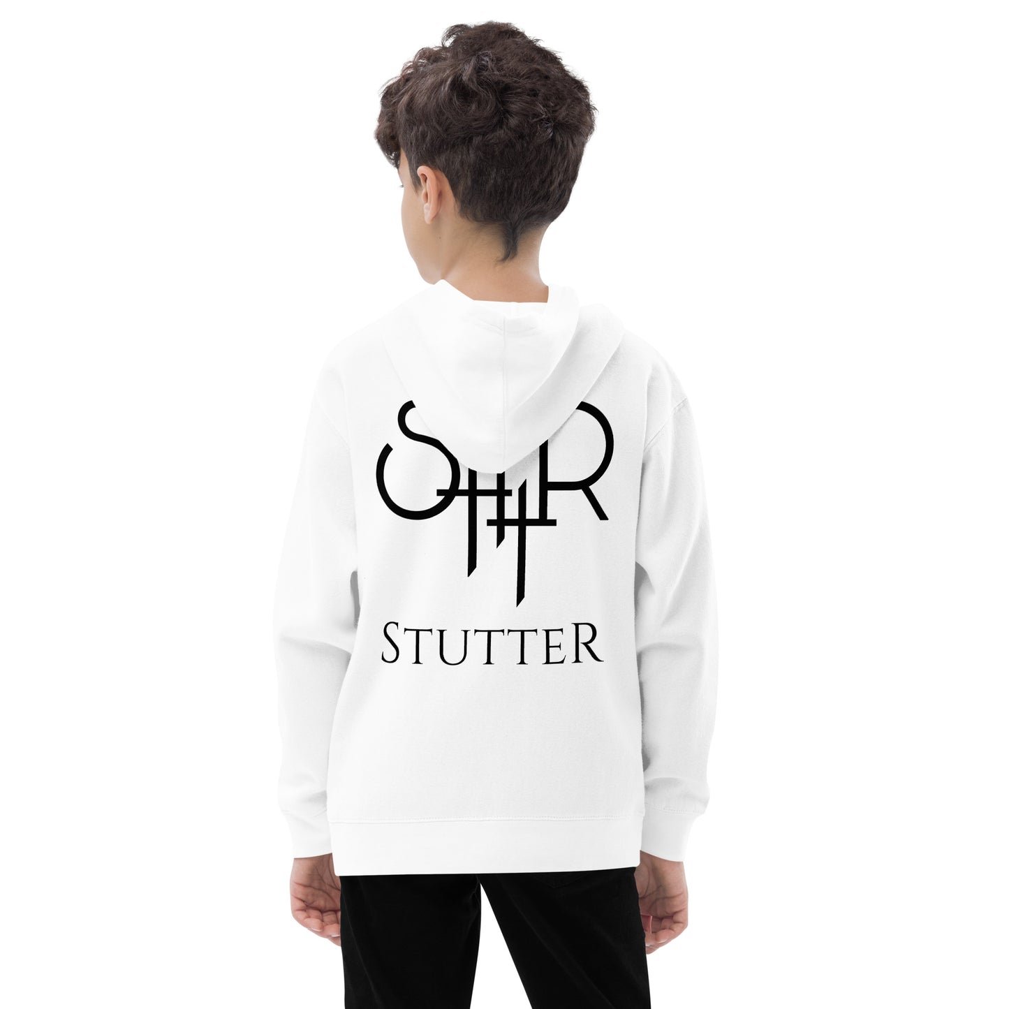 Stutter Style Kids fleece hoodie (Black logo)