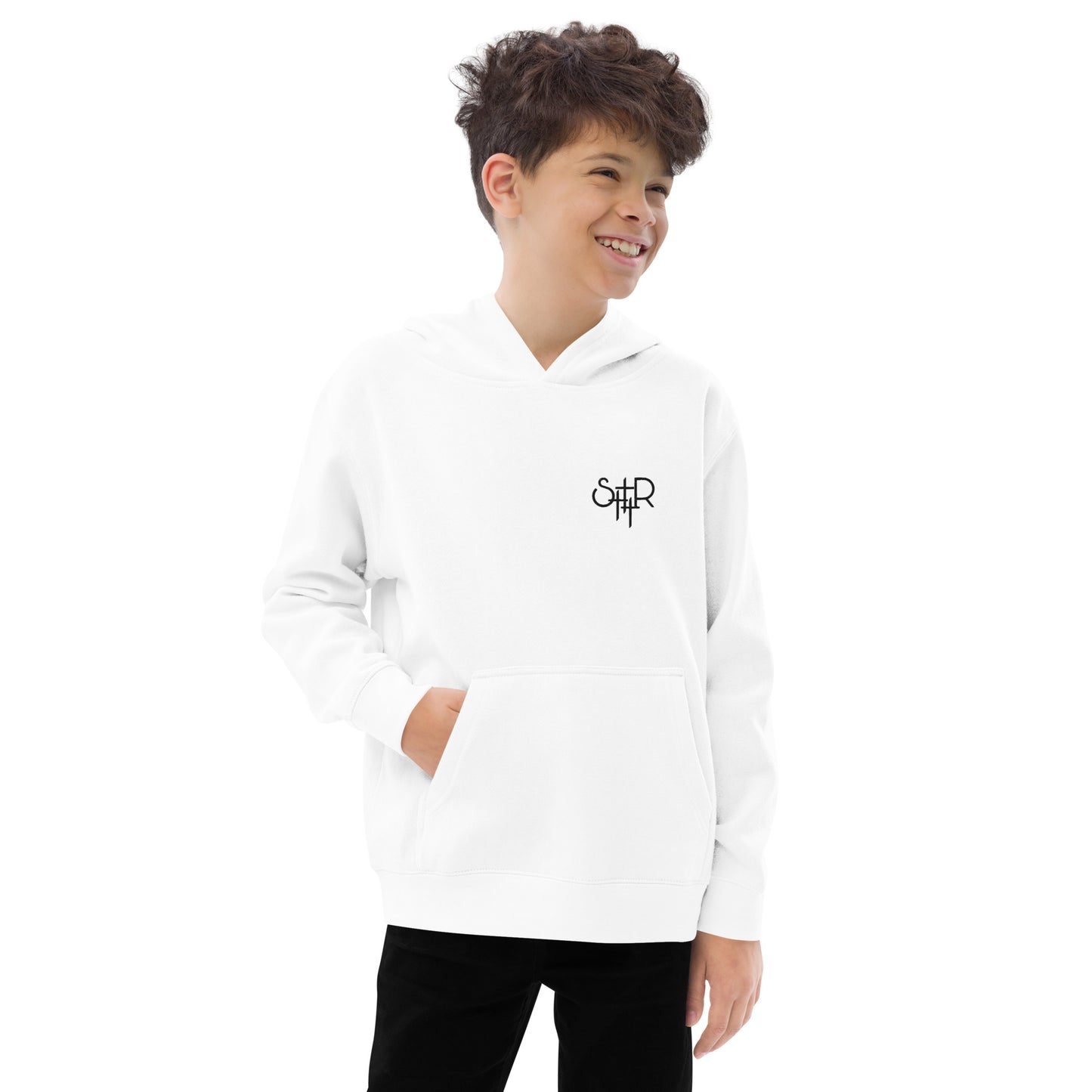 Stutter Style Kids fleece hoodie (Black logo)