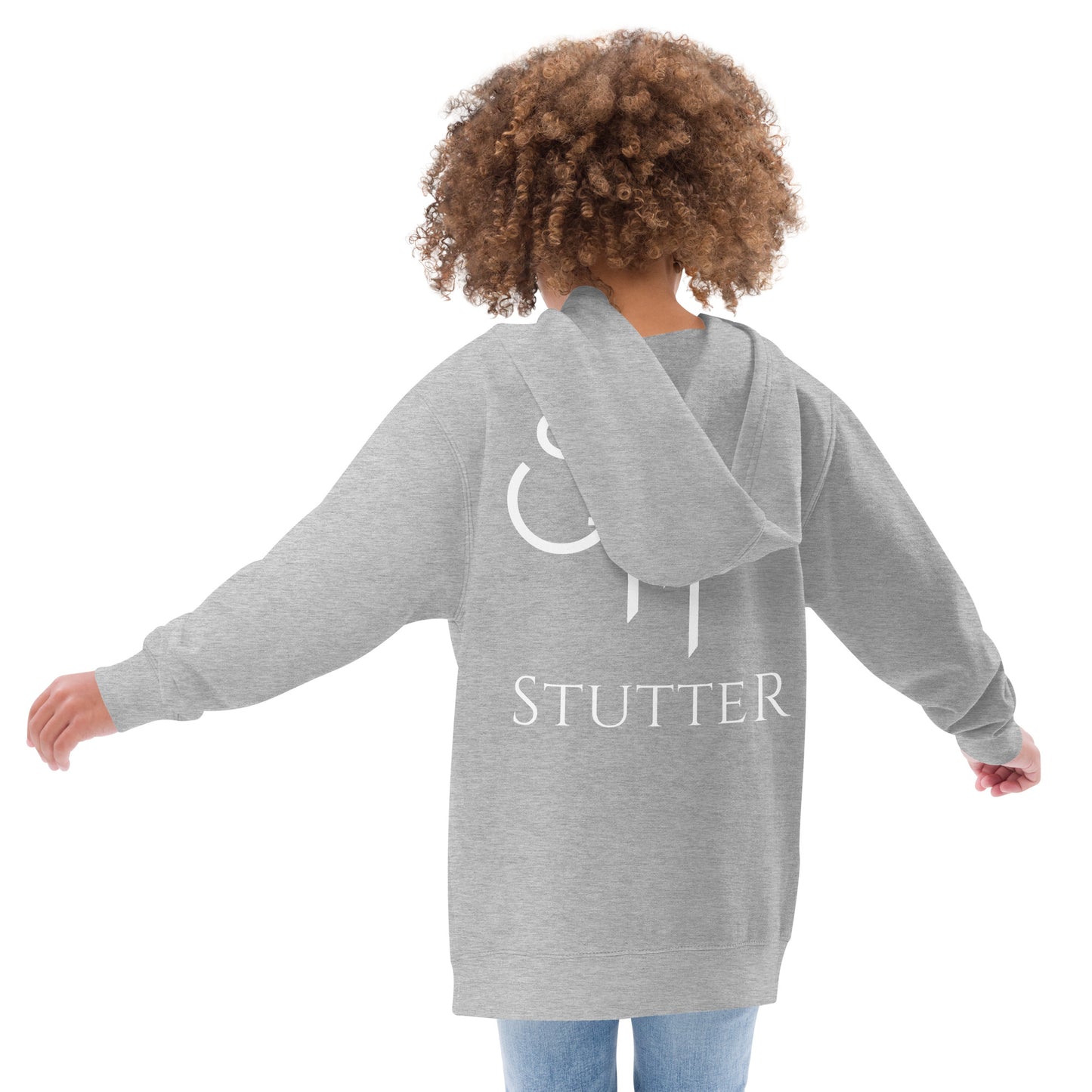 Stutter Style Kids fleece hoodie (white logo)