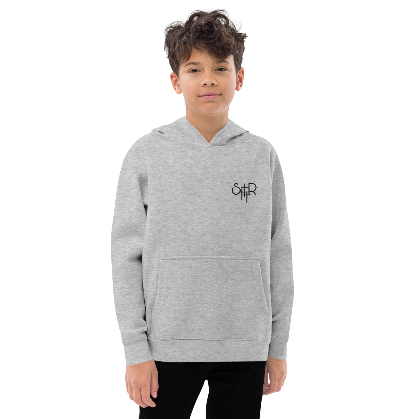 Stutter Style Kids fleece hoodie (Black logo)