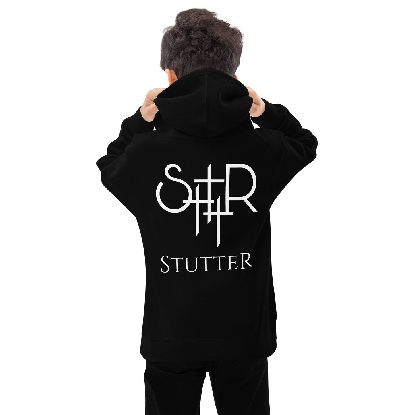 Stutter Style Kids fleece hoodie (white logo)