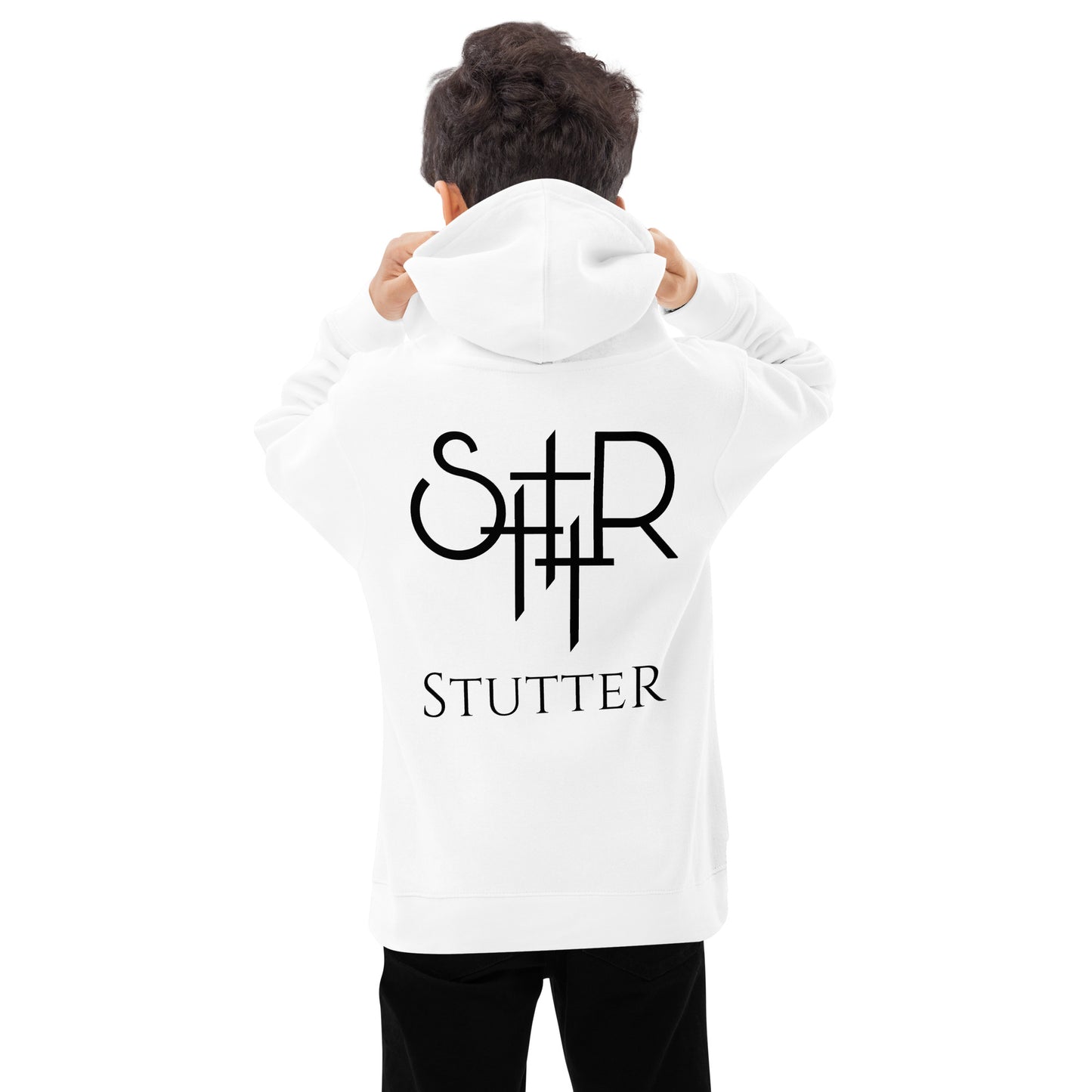 Stutter Style Kids fleece hoodie (Black logo)