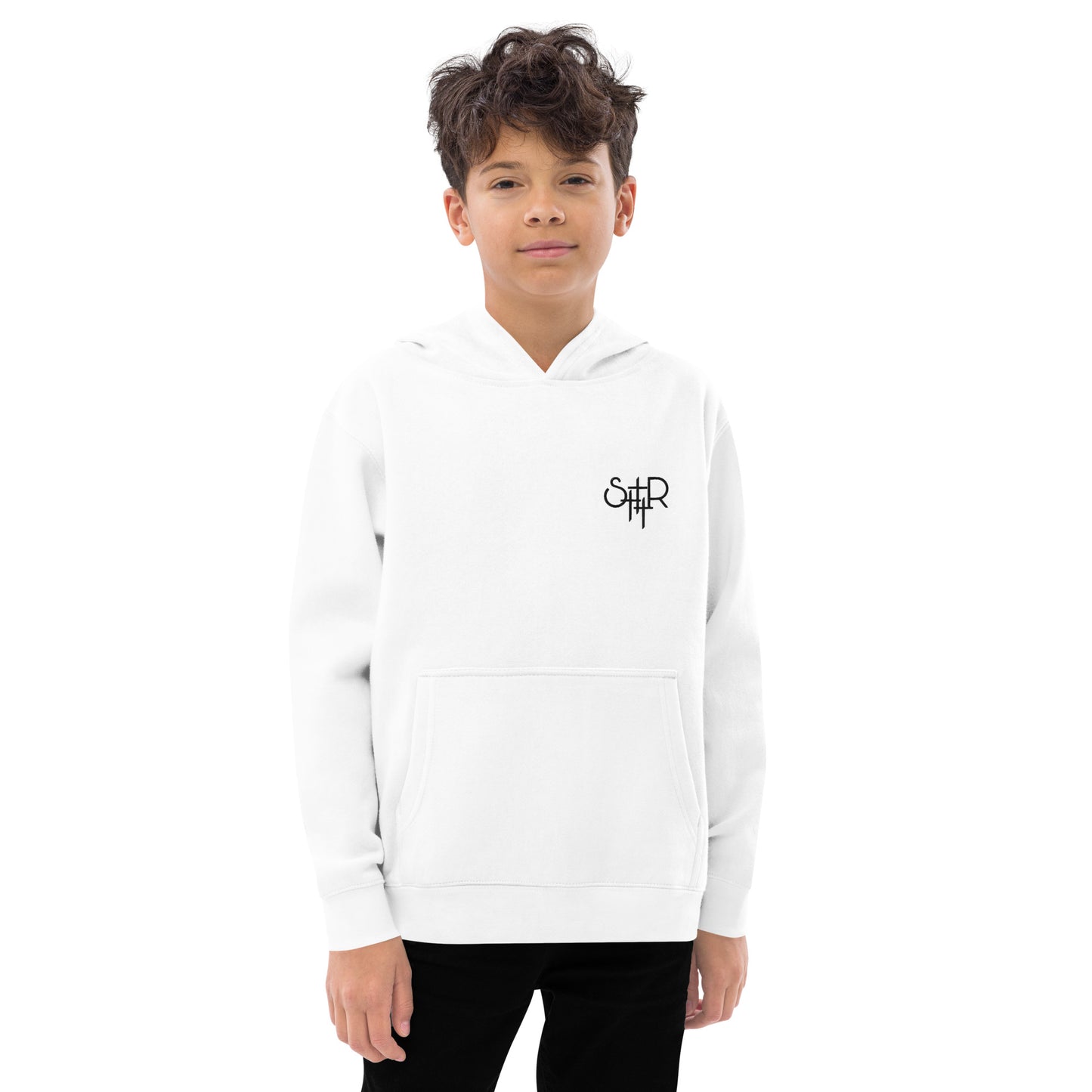 Stutter Style Kids fleece hoodie (Black logo)