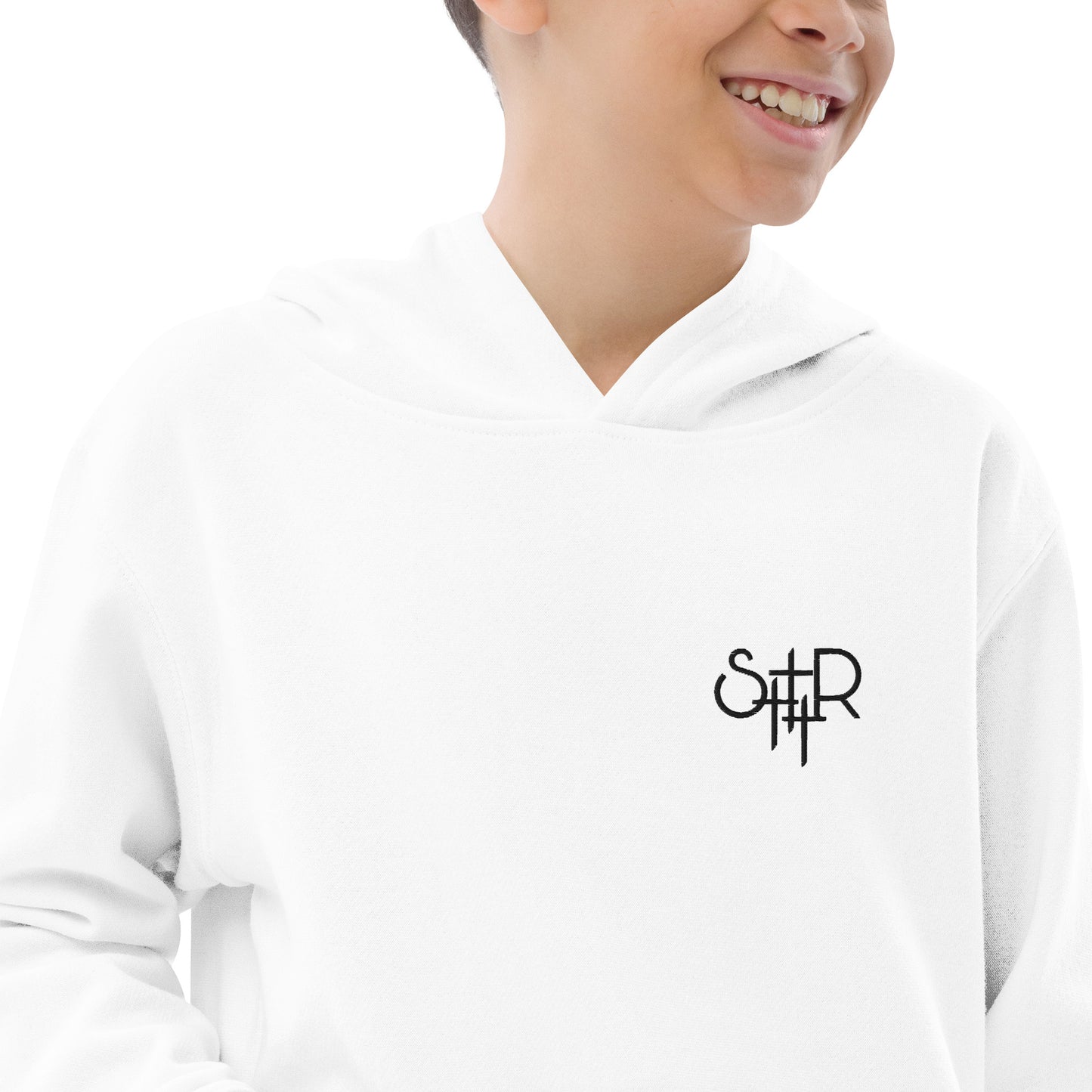 Stutter Style Kids fleece hoodie (Black logo)