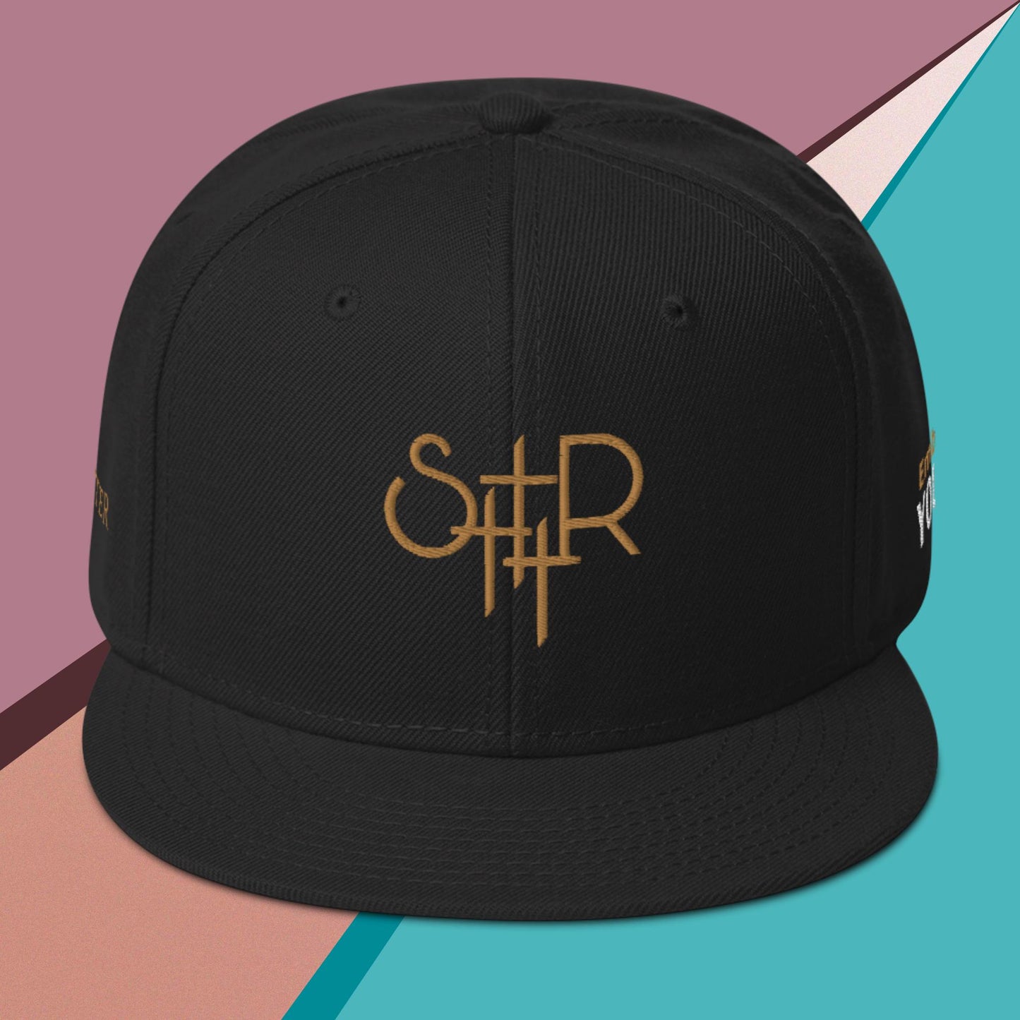 Black Stutter Style Snapback Hat