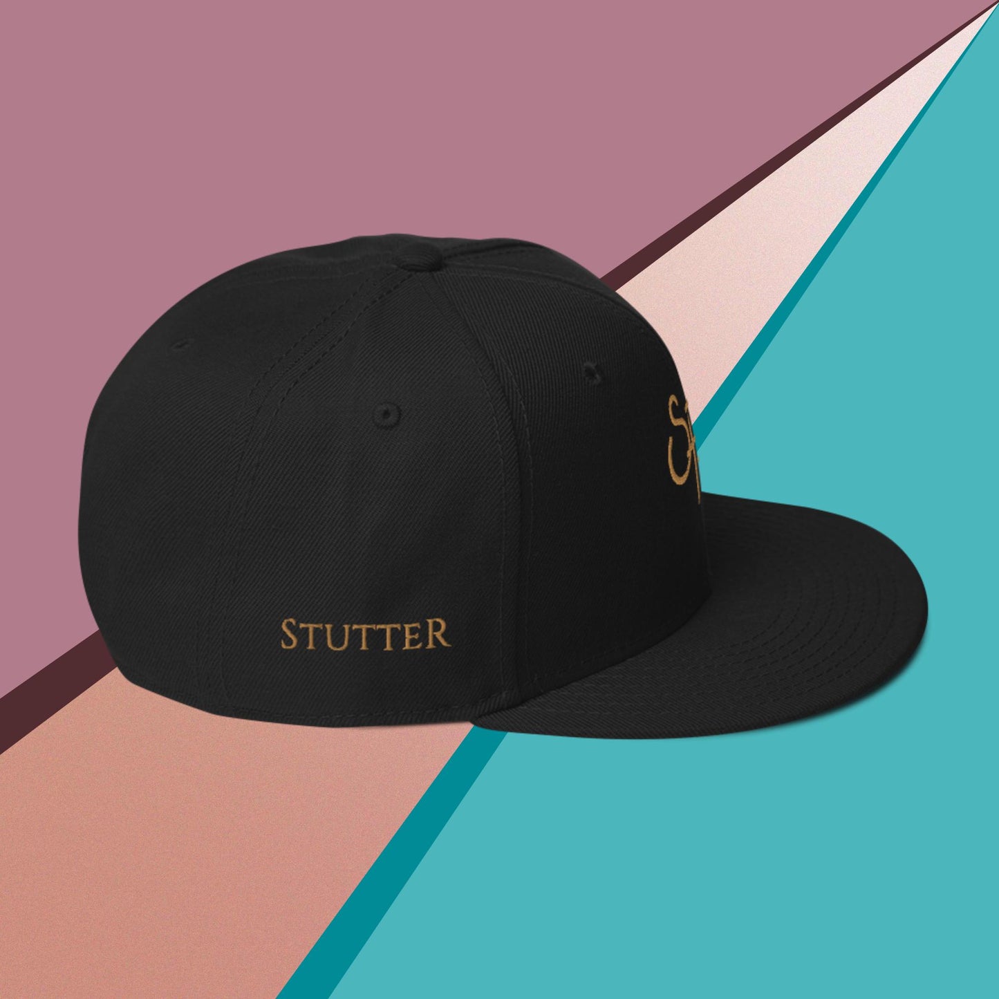 Black Stutter Style Snapback Hat