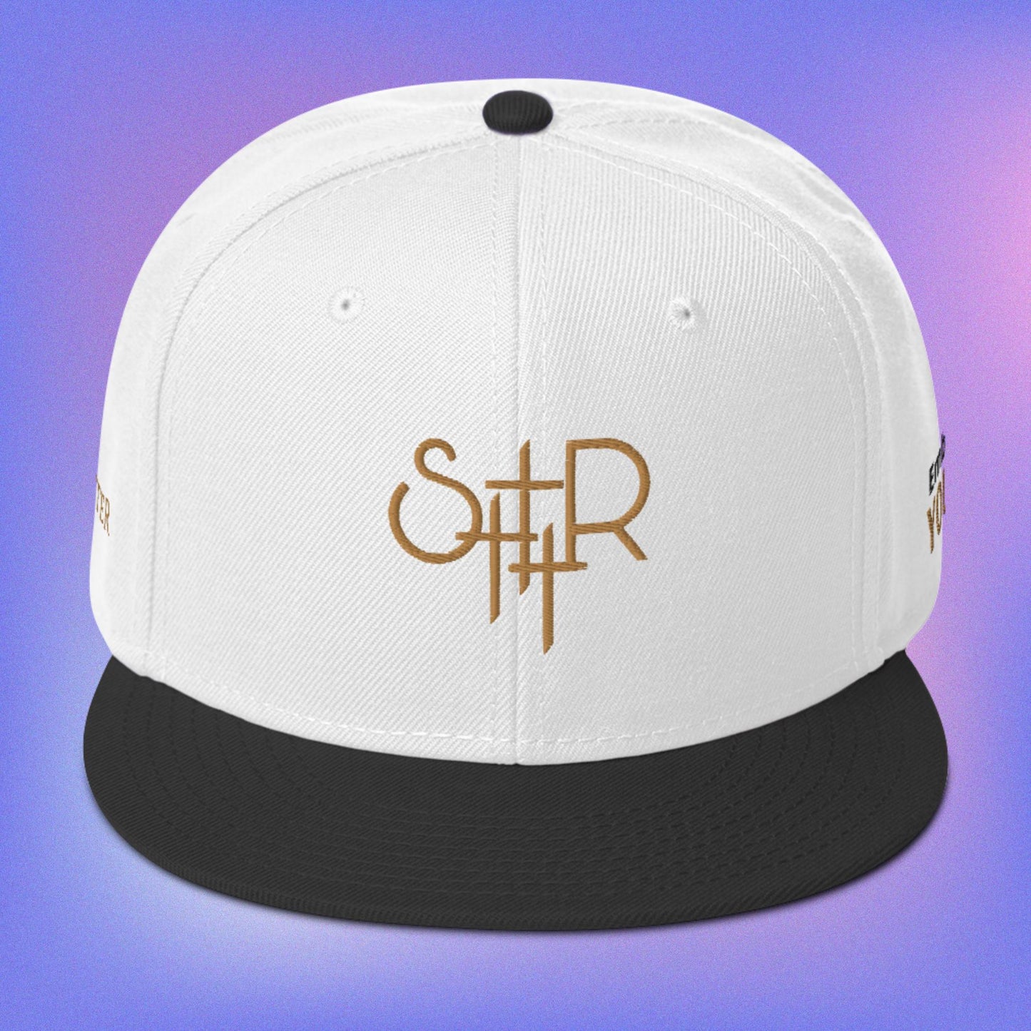 White Stutter Style Snapback Hat