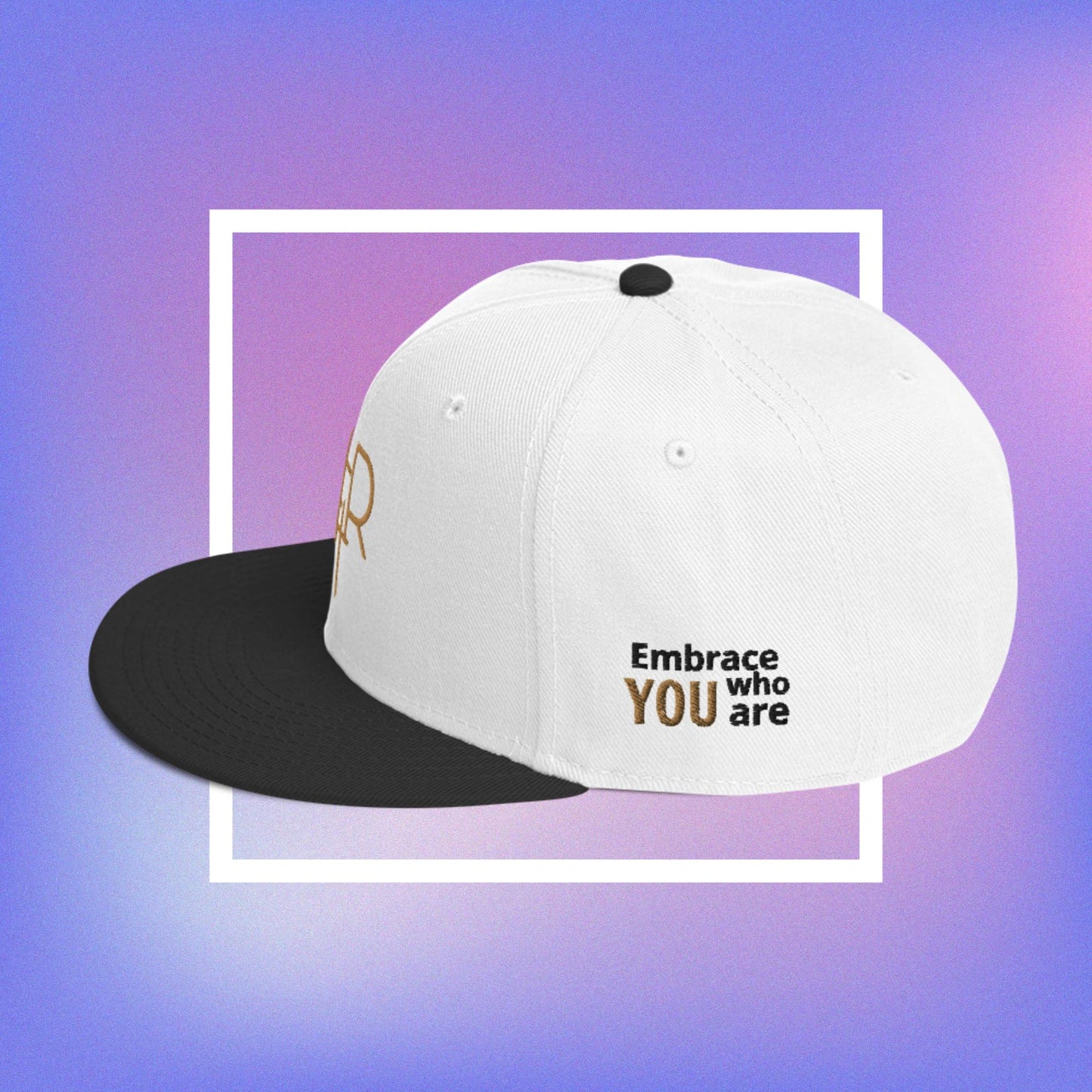 White Stutter Style Snapback Hat