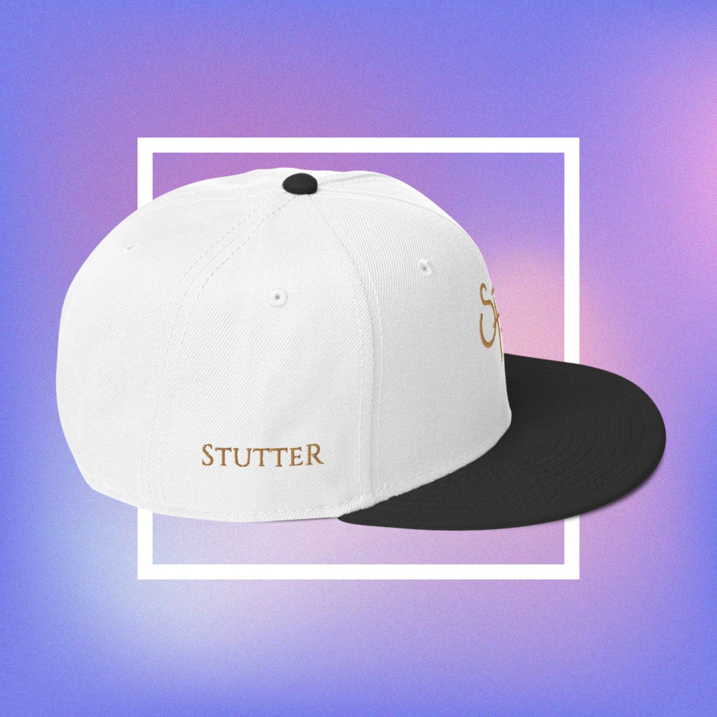 White Stutter Style Snapback Hat